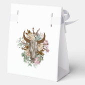 Western Land Cowboy Boho Koe Schedel Huwelijk Bedankdoosjes (Achterkant)