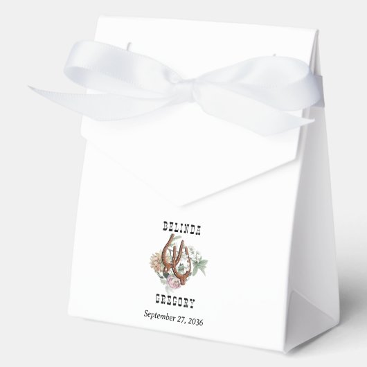 Western Land Cowboy Boho Koe Schedel Huwelijk Bedankdoosjes (Voorkant)