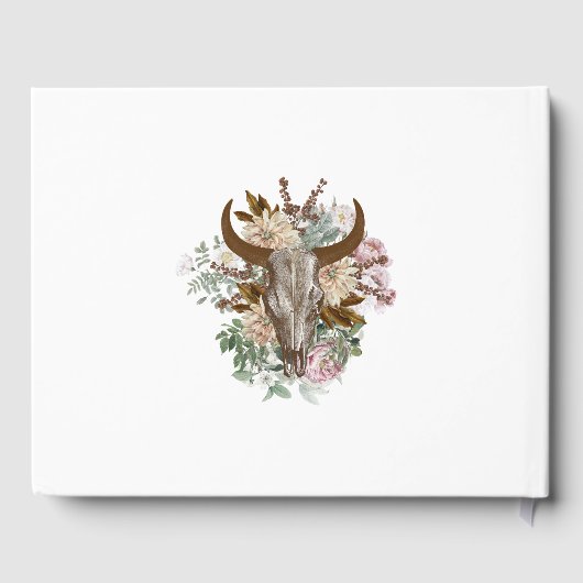Western Land Cowboy Boho Koe Schedel Huwelijk Gastenboek (Achterkant)
