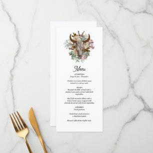 Western Land Cowboy Boho Koe Schedel Huwelijk Menu