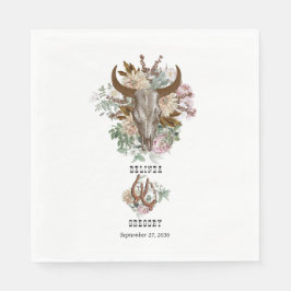 Western Land Cowboy Boho Koe Schedel Huwelijk Servet