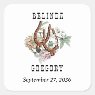 Western Land Cowboy Boho Wedding Favoriet Vierkante Sticker