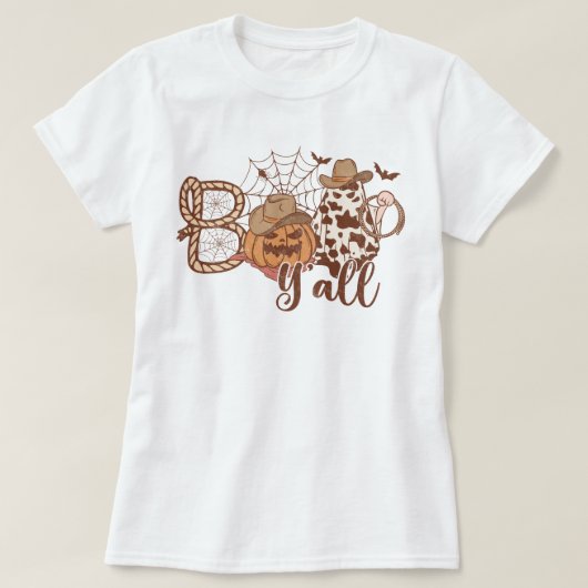 Western Land Cowboy Boo Y'all Halloween T-shirt (Design voorkant)