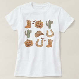 Western Land Cowboy Boot Pompoen Halloween T-shirt