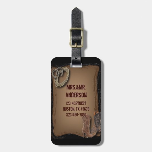 western land cowboy bruiloft bagagelabel (Voorkant verticaal)