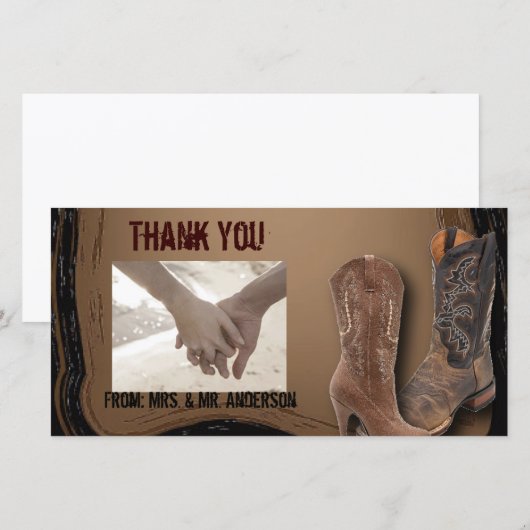 western land cowboy bruiloft bedankkaart (Voorkant / Achterkant)