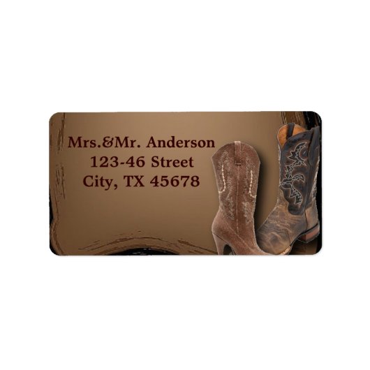 western land cowboy bruiloft etiket (Voorkant)