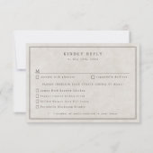 Western land cowboy bruiloft maaltijd keuzes RSVP (Achterkant)