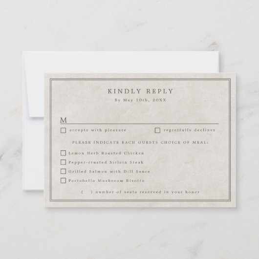 Western land cowboy bruiloft maaltijd keuzes RSVP (Achterkant)