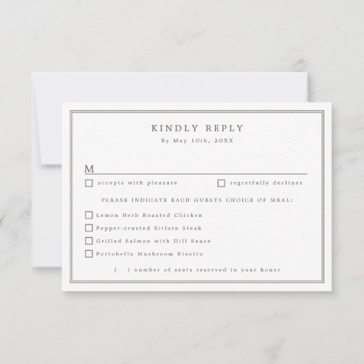 Western land cowboy bruiloft maaltijd keuzes RSVP (Achterkant)