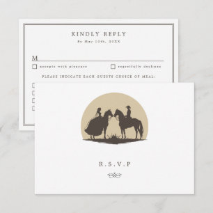 Western land cowboy bruiloft maaltijd keuzes RSVP Kaartje