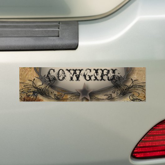 western land cowboy bruiloft met geborsteld prikke bumpersticker (Op auto)