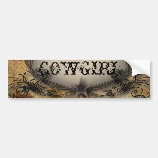 western land cowboy bruiloft met geborsteld prikke bumpersticker (Voorkant)