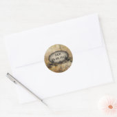 western land cowboy bruiloft met geborsteld prikke ronde sticker (Envelop)