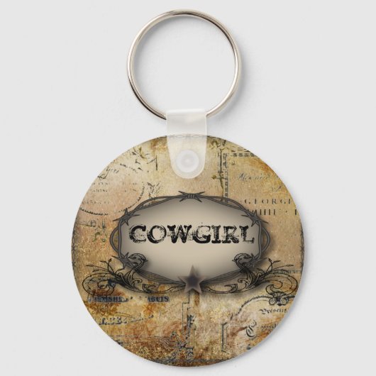 western land cowboy bruiloft met geborsteld prikke sleutelhanger (Voorkant)