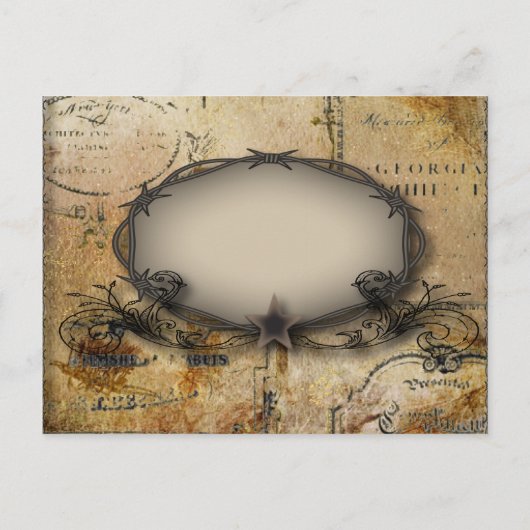 western land cowboy bruiloft met geborsteld prikke uitnodiging briefkaart (Achterkant)