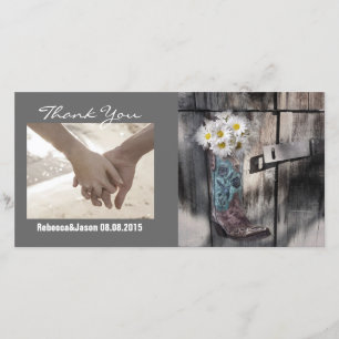 western land cowboy bruiloft met rotsachtige maffi bedankkaart