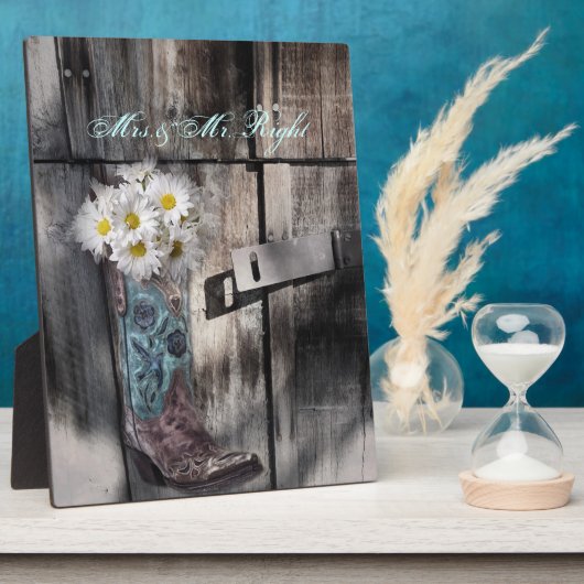 western land cowboy bruiloft met rotsachtige maffi fotoplaat (Zijkant)