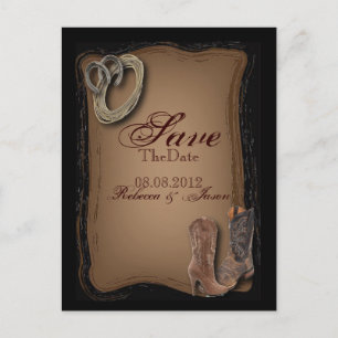 western land cowboy bruiloft met uitzondering van  aankondigingskaart