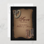 western land cowboy bruiloft opslaan van de datum aankondigingskaart (Voorkant / Achterkant)