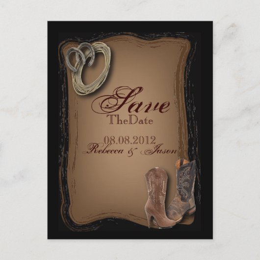 western land cowboy bruiloft opslaan van de datum aankondigingskaart (Voorkant)