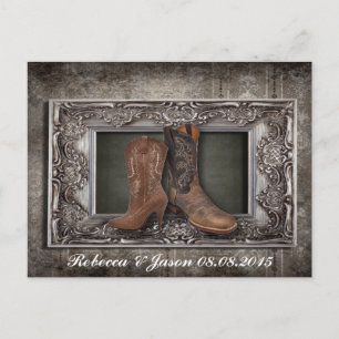 western land cowboy bruiloft opslaan van de datum aankondigingskaart