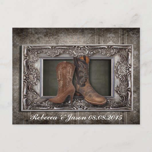 western land cowboy bruiloft opslaan van de datum aankondigingskaart (Voorkant)