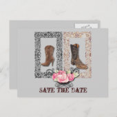 western land cowboy bruiloft opslaan van de datum aankondigingskaart (Voorkant / Achterkant)