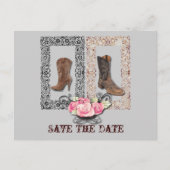 western land cowboy bruiloft opslaan van de datum aankondigingskaart (Voorkant)