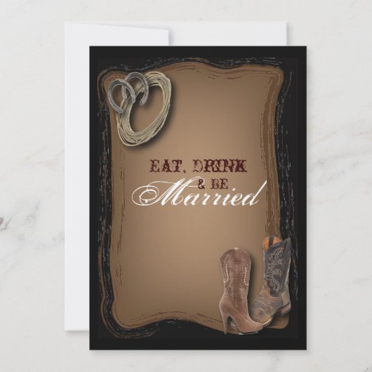western land cowboy bruiloft Rehearsal Dinner Kaart (Achterkant)