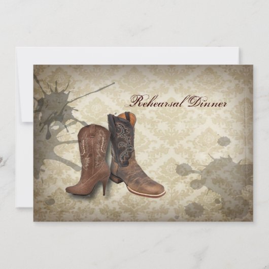 western land cowboy bruiloft Rehearsal Dinner Kaart (Achterkant)