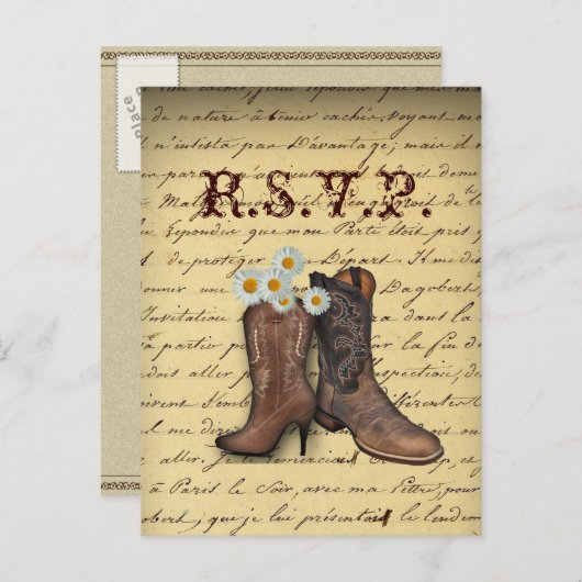  western land cowboy bruiloft RSVP Uitnodiging Briefkaart (Voorkant / Achterkant)