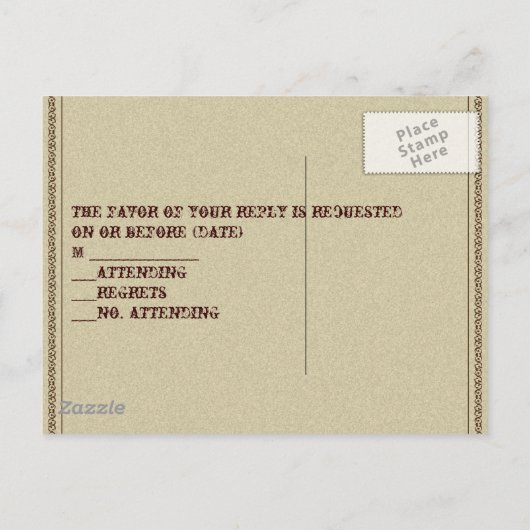  western land cowboy bruiloft RSVP Uitnodiging Briefkaart (Achterkant)