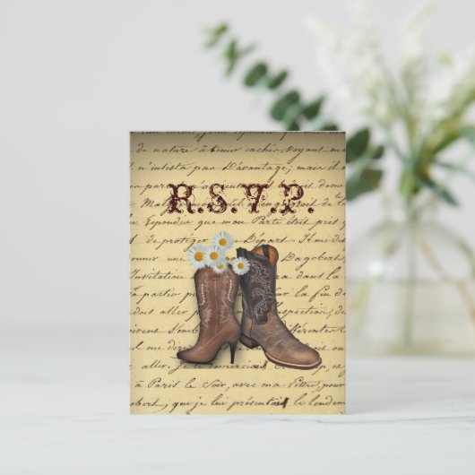 western land cowboy bruiloft RSVP Uitnodiging Briefkaart (Staand voorkant)