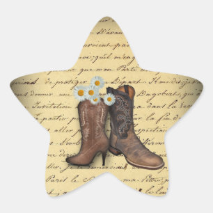 western land cowboy bruiloft ster sticker