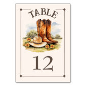Western Land Cowboy laarzen Trouwtafel nummer Kaart (Achterkant)