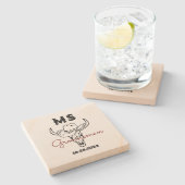 Western land Cowboy Monogram Beste man Groomsmen Stenen Onderzetter (Zijkant)