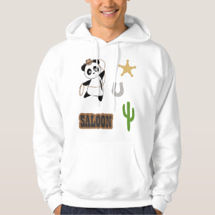 Western land Cowboy Panda Beer Saloon Hoodie