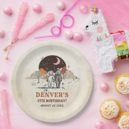 Western Land Cowboy Rodeo Verjaardagsfeestpapier Papieren Bordje