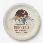 Western Land Cowboy Rodeo Verjaardagsfeestpapier Papieren Bordje (Voorkant)