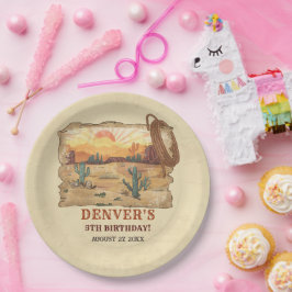 Western Land Cowboy Rodeo Verjaardagsfeestpapier Papieren Bordje