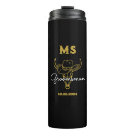 Western land Cowboy Weddenschap Monogram Groomsmen Thermosbeker