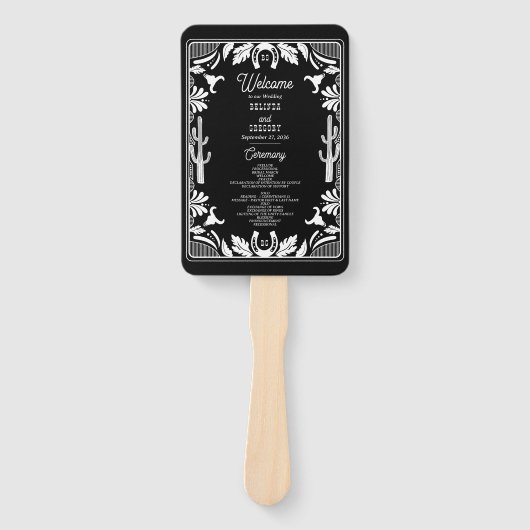 Western Land Cowboy Wedding Order of Service Handwaaier (Voorkant)
