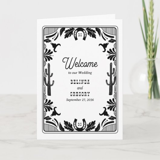 Western Land Cowboy Wedding Order of Service Programma (Voorkant)