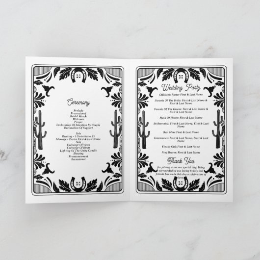 Western Land Cowboy Wedding Order of Service Programma (Binnen)