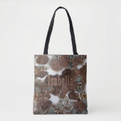 Western Land Cowgirl Koeienhuid Bruin Lederen naam Tote Bag (Voorkant)