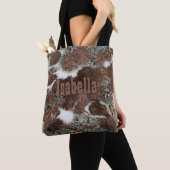Western Land Cowgirl Koeienhuid Bruin Lederen naam Tote Bag (Dichtbij)
