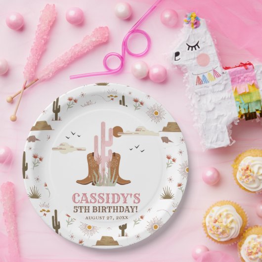 Western land Cowgirl Rodeo Birthday Party Papieren Bordje (Feest)