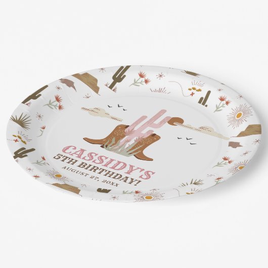 Western land Cowgirl Rodeo Birthday Party Papieren Bordje (Gekanteld)