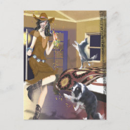 Western Land "Dancing Cowgirl" Briefkaart